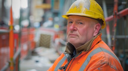 The foremans presence alone instills a sense of order and efficiency in the busy construction environment.