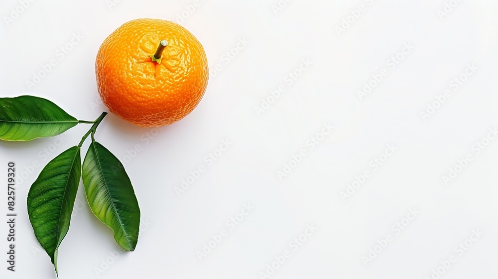 Poster tangerine or clementine with green leaf isolated on white background : generative ai
