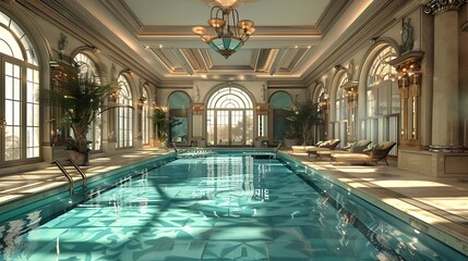 Fototapeta premium Luxury Hotel Resort Indoor Swimming Pool