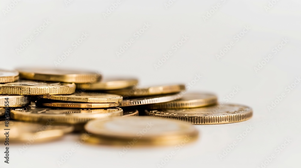 Poster A pile of Coins on a white background : Generative AI