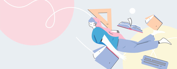 Education and learning people flat vector concept hand drawn illustration
