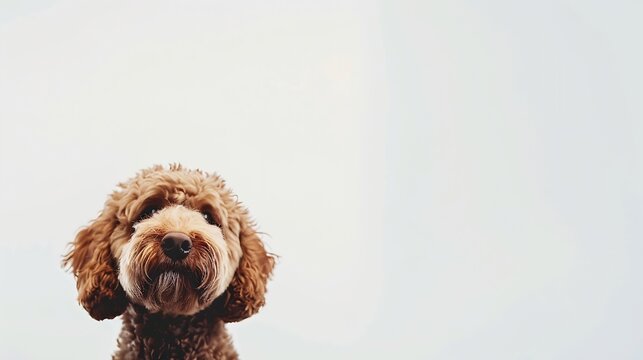 brown cockapoo dog in front of a white background : Generative AI