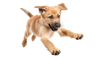 dog isolated on white background puppy isolated on white background dog puppy doggy pet Cute playful doggy or pet is playing and looking happy Concept of motion action movement cutout  : Generative AI