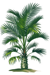 Fototapeta premium Vintage Sago Palm Tree Botanical Illustration on Transparent Background