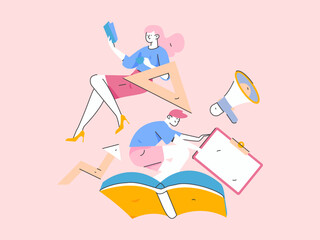 Education and learning people flat vector concept hand drawn illustration

