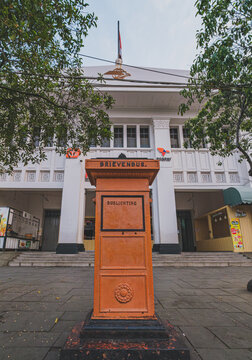 Historic Dutch Mailbox at Pos Indonesia Office at Fatahillah Square  in Jakarta, Indonesia.