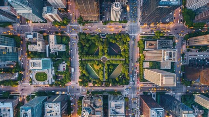 Aerial View of Chicago Downtown: Skyscrapers, Business District and Urban Landmarks