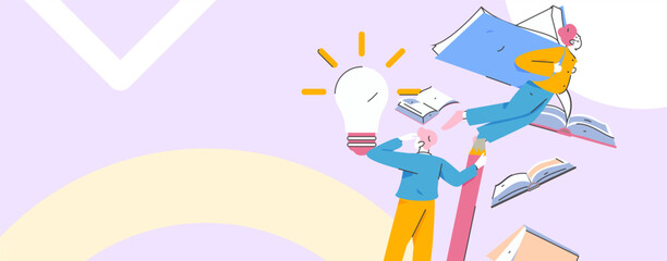 Education and learning people flat vector concept hand drawn illustration
