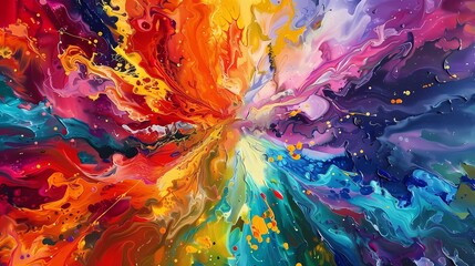 Splashes of color exploding on the canvas, creating a vibrant and dynamic expression of artistic...