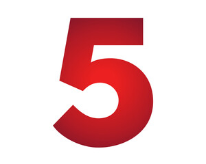 5 five sign symbol Red gradient color number illustration on transparent background