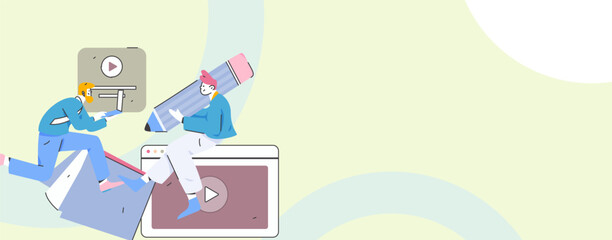 Education and learning people flat vector concept hand drawn illustration
