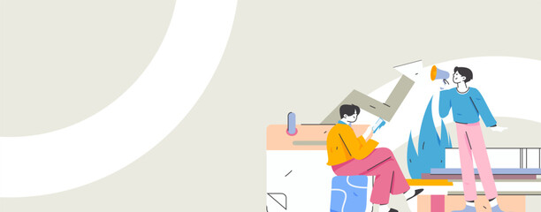 Education and learning people flat vector concept hand drawn illustration
