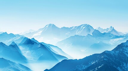 Obraz premium Snowcapped mountain peaks under a clear blue sky close up, focus on, copy space with crisp, cool tones Double exposure silhouette with a winter wonderland scene