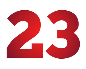 23 number sign symbol Red gradient color illustration on transparent background