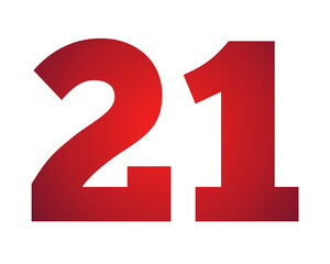 Red gradient color number 21 illustration on transparent background