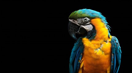Fototapeta premium Blue and yellow Macaw in front : Generative AI