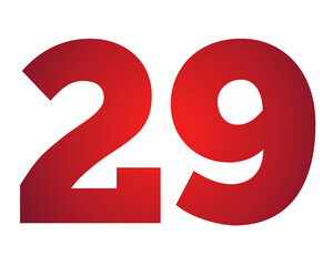 Red gradient color number 29 illustration on transparent background