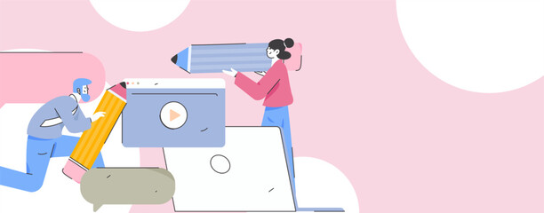 Education and learning people flat vector concept hand drawn illustration
