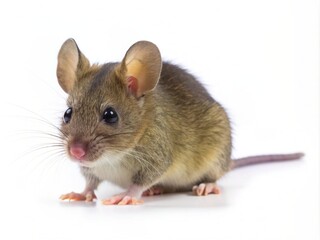 Gray common house mouse isolated on white background,generative ai