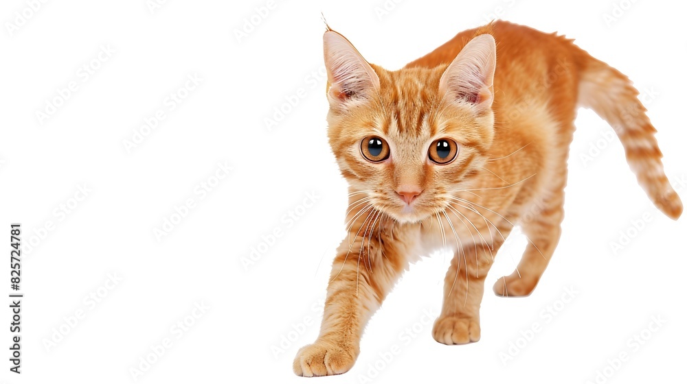 Poster red cat isolated on white background : generative ai