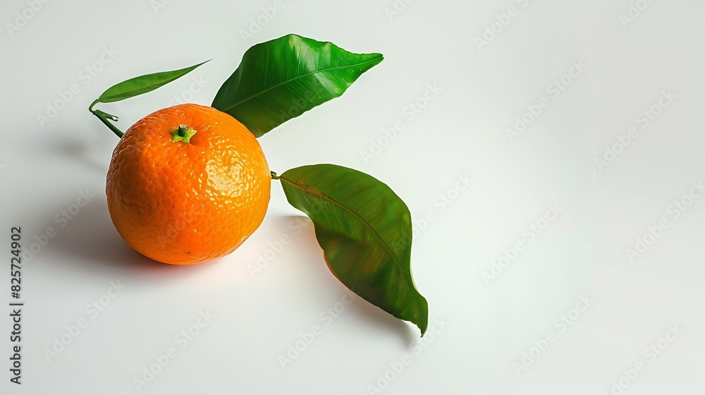 Poster tangerine or clementine with green leaf isolated on white background : generative ai