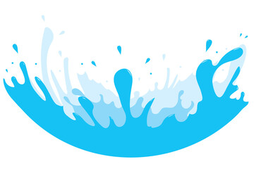 blue water splashes cartoon style and gradient on a transparent background with png