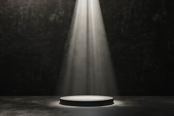 Product showcase with spotlight. Black studio room background. Use as montage for product display -...