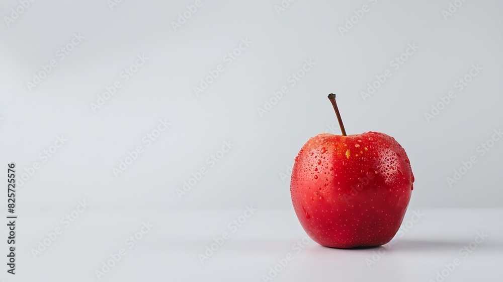 Poster one red apple on a white background : generative ai