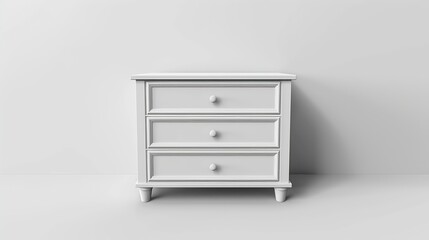 White wooden chest of drawers isolated with clipping path : Generative AI