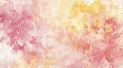 Fototapeta premium Watercolor texture with a soft, pastel palette of pinks and yellows, evoking a springtime feel