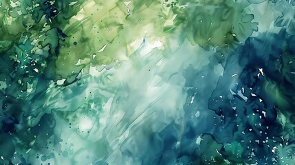 Watercolor texture with a calming blend of blues and greens, evoking a forest pond