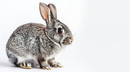 Fototapeta premium grey rabbit on a white background : Generative AI