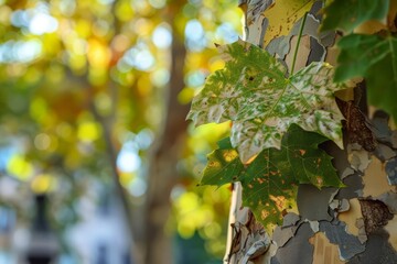 A closeup of Platanus