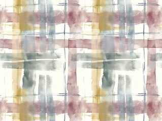 Naklejka premium Subtle watercolor plaid in muted colors, classic and cozy