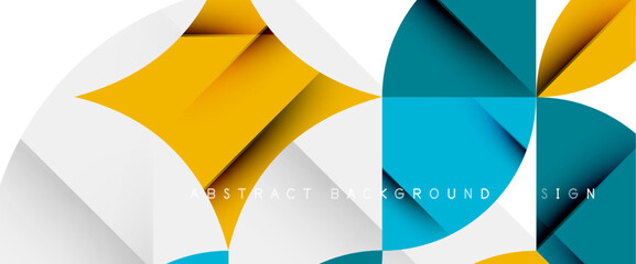 Minimal geometric elements on white. Petals, round triangles, star