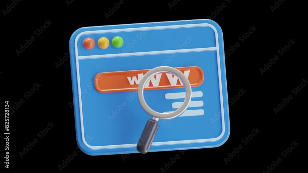 Poster 3d animation of search engine user requests | alpha channel