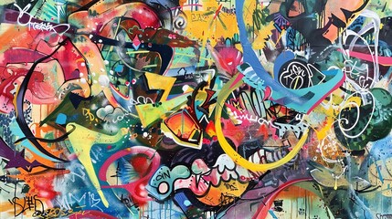 Fototapeta premium Bold watercolor graffiti with largescale murals and intricate details, vibrant street art