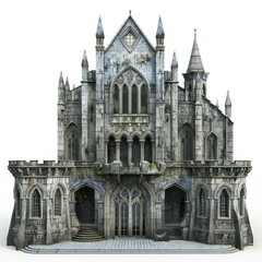 Fototapeta premium Ancient Building. Three-Dimensional Gothic Architecture Castle