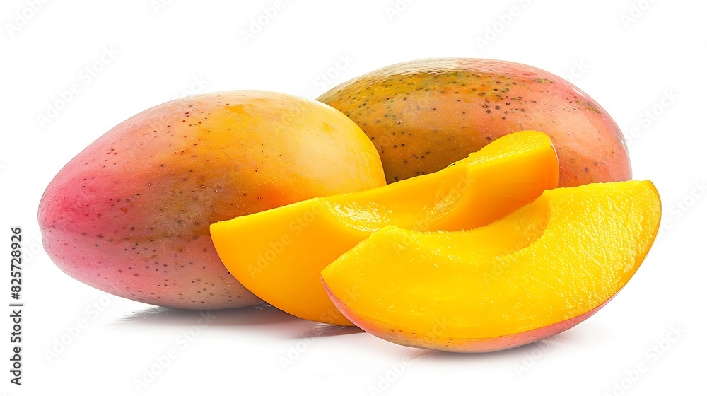 Poster Mango Fresh organic mango isolated on white background Mango macro With clipping path : Generative AI