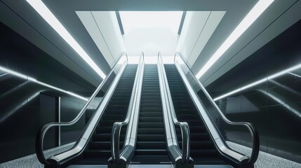 Frame mockup, a sleek escalator symbolizing effortless progress and forward movement