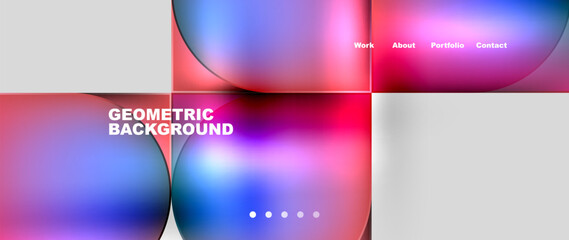 Bright colorful squares with round elements minimal geometric background. Vector Illustration For Wallpaper, Banner, Background, Card, Book Illustration, landing page