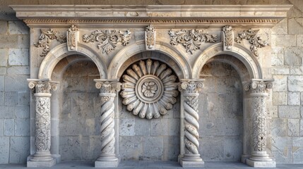 Obraz premium Architectural Elegance: Romanesque Stone Archway with Intricate Detailing