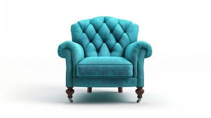 One comfortable turquoise armchair isolated on white : Generative AI