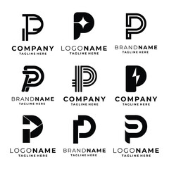 Set of P letter logo template vector