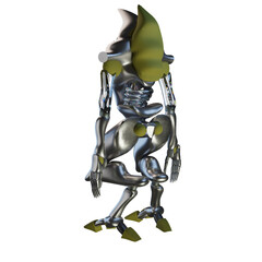 robot 3d rendering metal and glass
