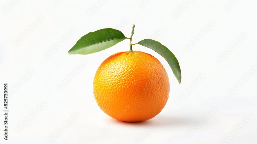 Poster orange fruit isolate orange citrus on white background whole orange fruit with leaves clipping path 