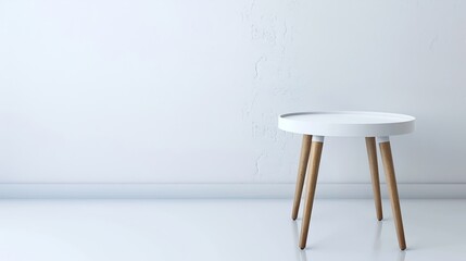 White side table with clipping path : Generative AI