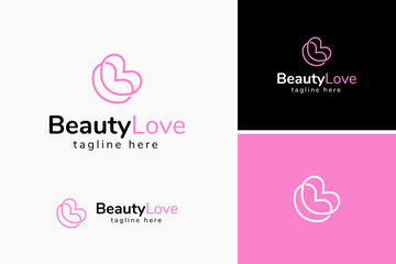 Elegant letter B in minimalist line logo. Cute butterfly for beauty salon business design template