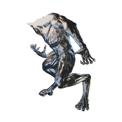 robot 3d rendering metal and glass