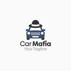 Illustration Vector Graphic Logo of Car Mafia. Merging Concepts of a mafia hat and Car Shape. Good for business, startup, company logo